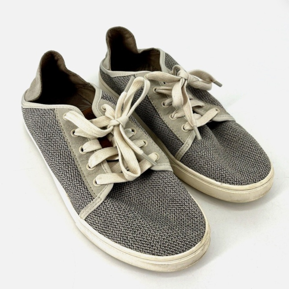 OluKai Gray and White Sneakers with Knit Upper
